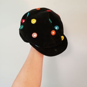 VINTAGE retro Dolce&Gabbana black velvet newsboy cap